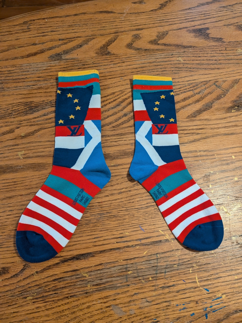 Louis Vuitton Multicolor Archive Flag Graphic Crew Socks AUTHENTIC